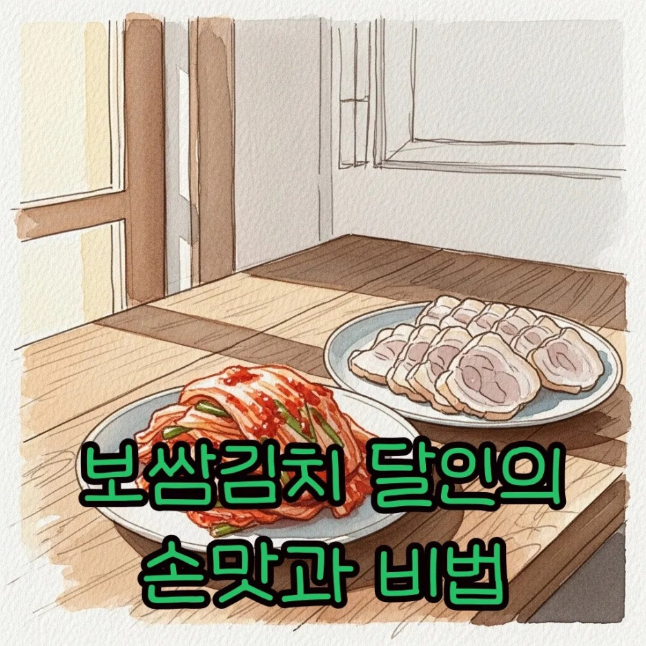 정갈하게 차려진 보쌈김치와 수육의 따뜻한 풍경