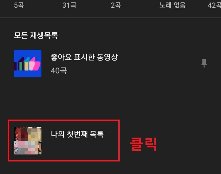내가 만든 재생목록 보임