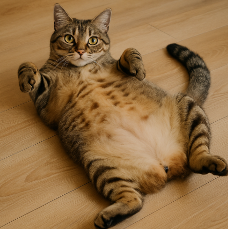 배를 보이며 누워있는 고양이