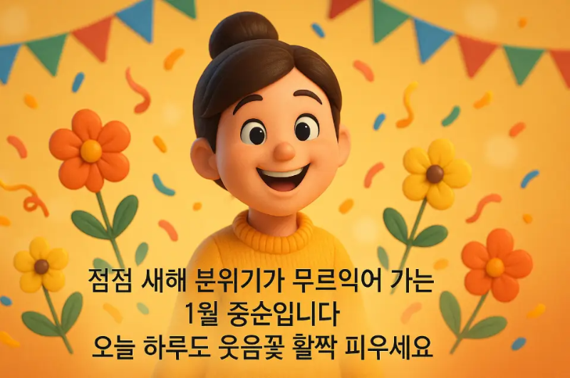웃는 여자 1월 중순 인사말