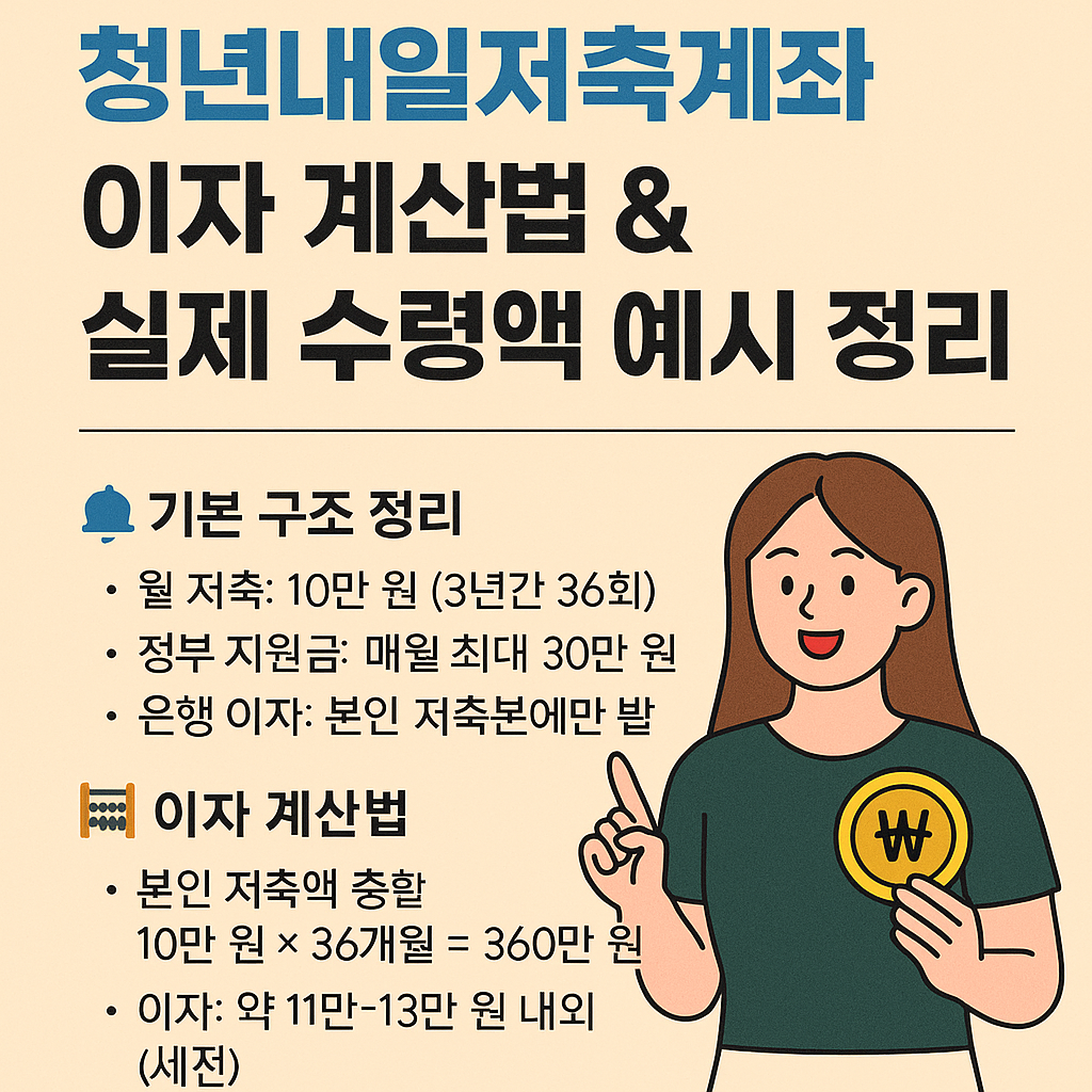 청년내일저축계좌 이자 계산법 & 실제 수령액 예시 정리!
