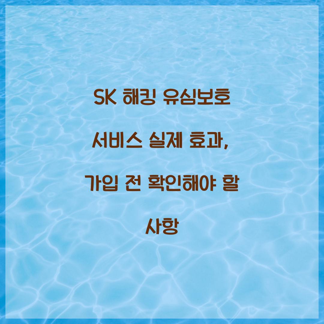 SK 해킹 유심보호 서비스 실제 효과