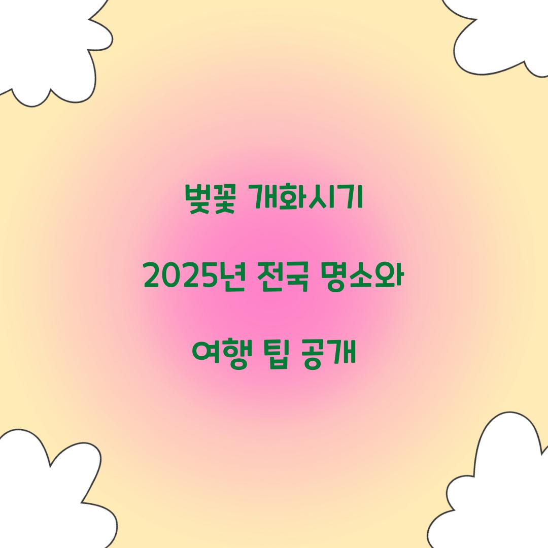 벚꽃 개화시기 2025년 전국