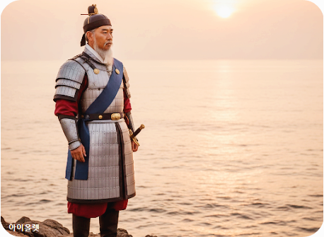 침묵 속 바다를 바라보는 장군