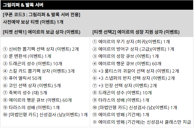 리니지M-사전예약-보상