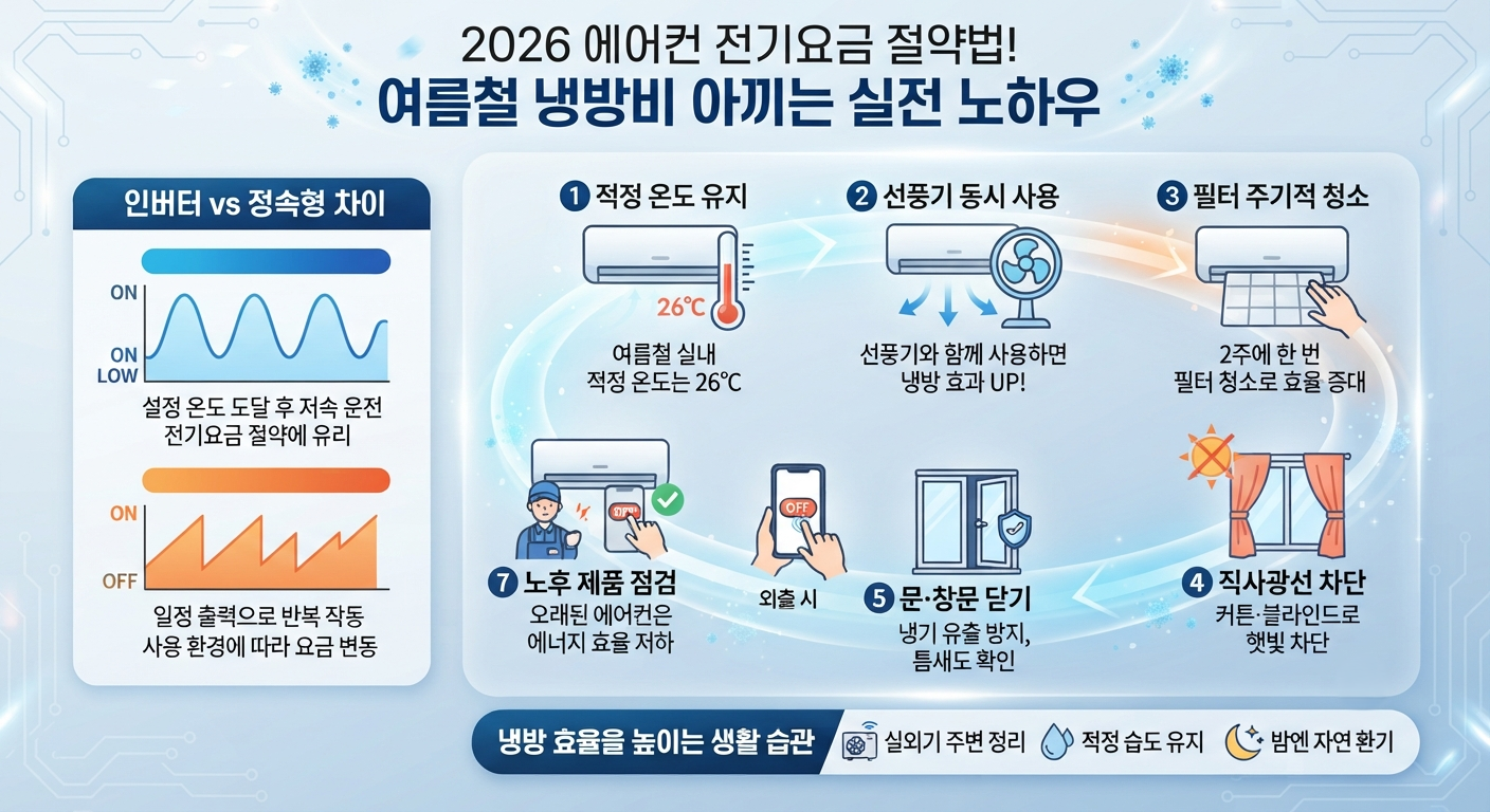 2026 에어컨 전기요금 절약법! 여름철 냉방비 아끼는 실전 노하우