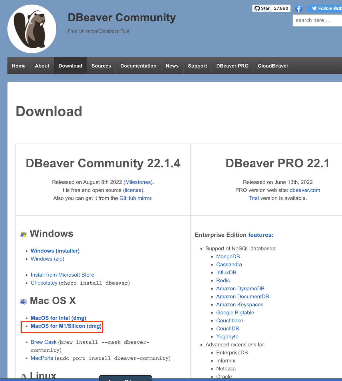 DBeaver 설치 - 맥북m1
