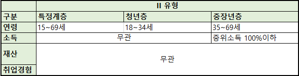 국민취업제도 지원요건 2유형