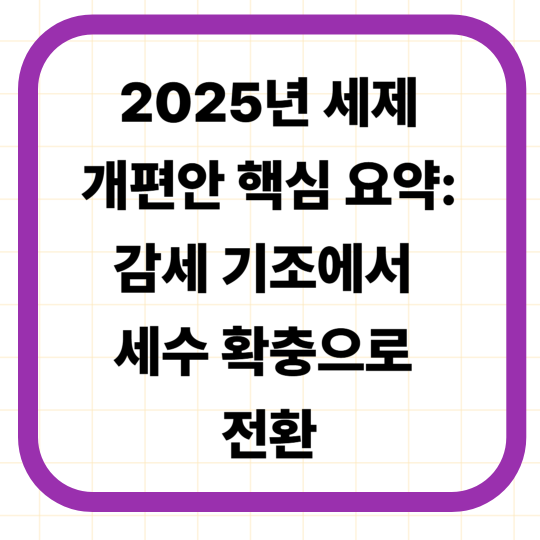2025년 세제개편안 핵심 요약: 감세 기조에서 세수 확충으로 전환