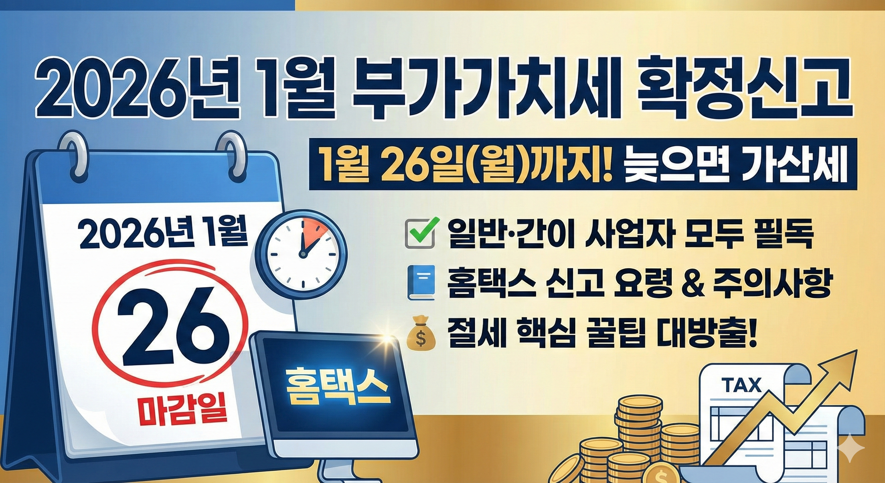 부가세 신고기간 2026년 1월 개인사업자 및 간이과세자 신고 방법 총정리