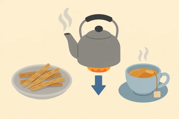 황기차 끓이는 법 중불