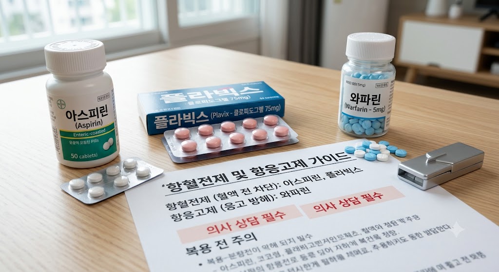검사 받기 일주일 전부터 중단행 할 항혈전제와 항응고제 약