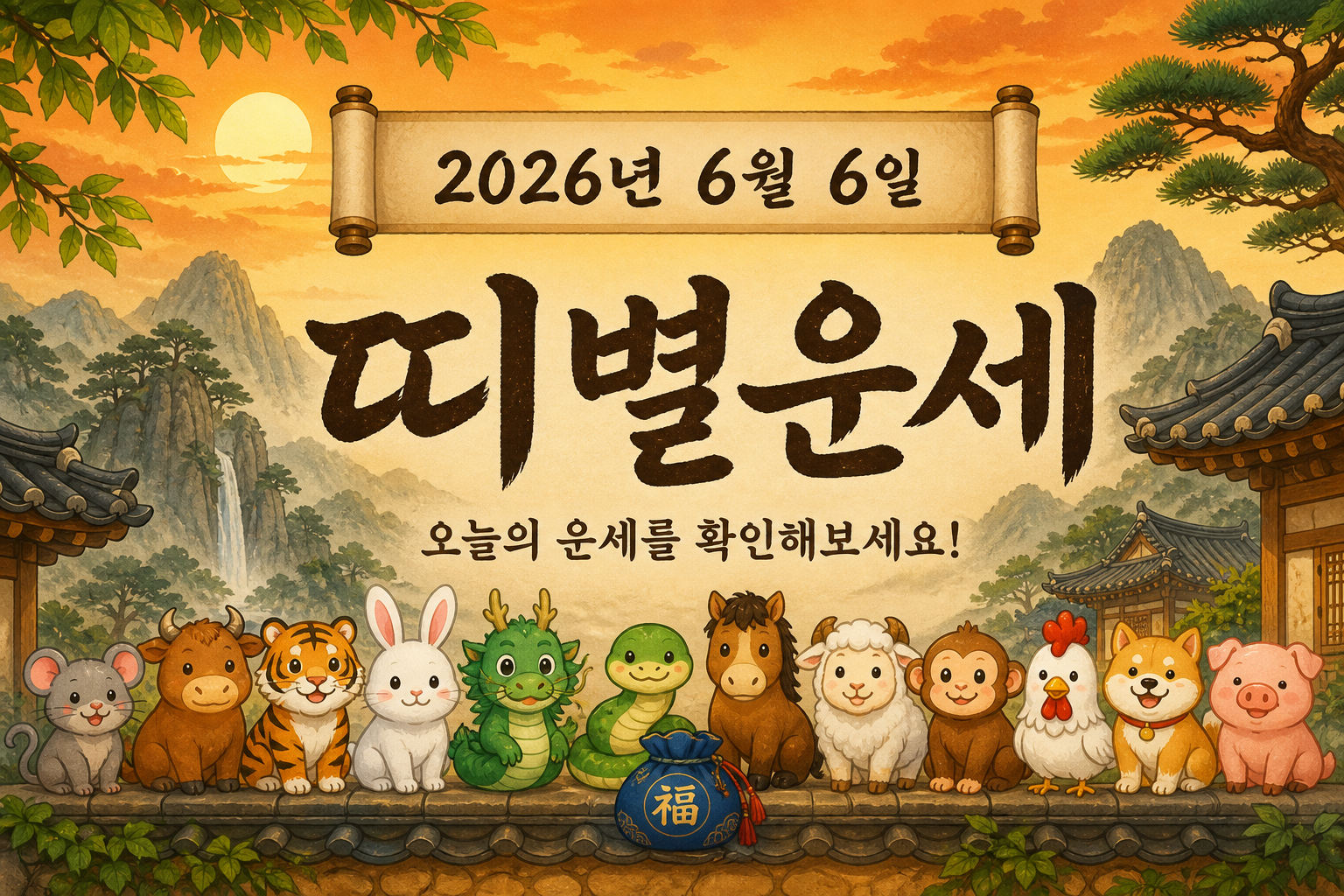 2026년 6월 6일 띠별운세 무료 보기 만세력 2D 이미지
