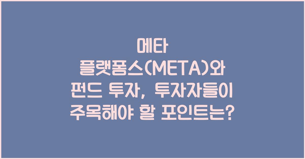 메타 플랫폼스(META)와 펀드 투자