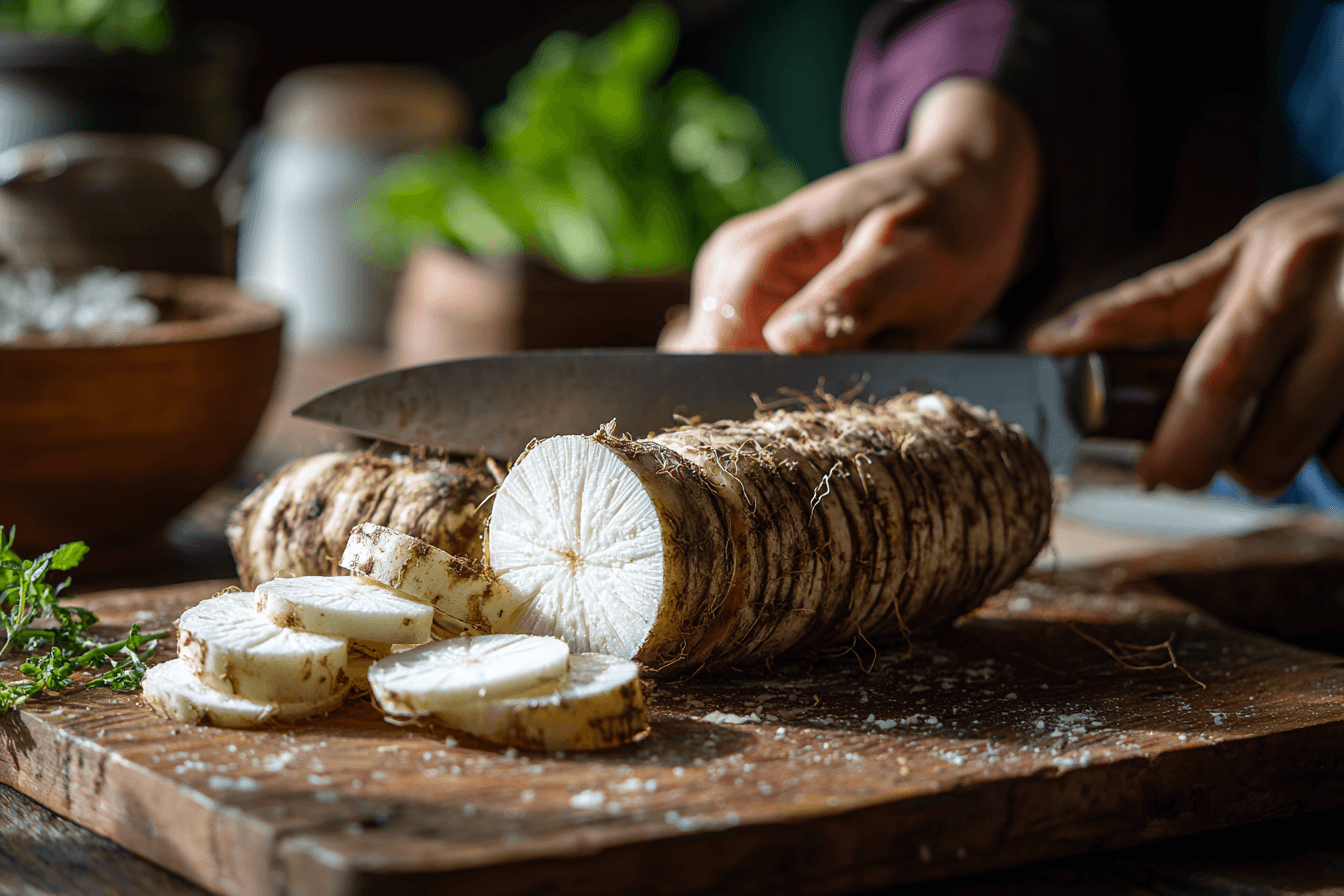 무를-썰고-있는-이미지