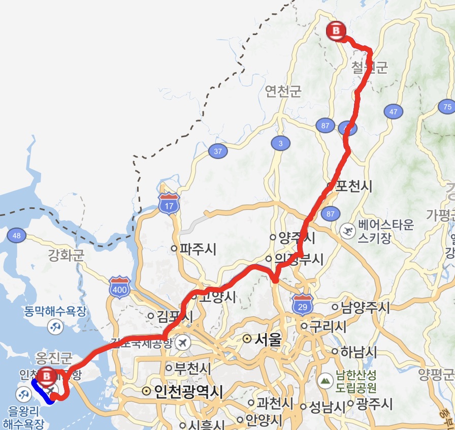7600 공항버스 운행지도