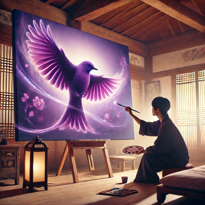 보라색 새를 그리는 꿈