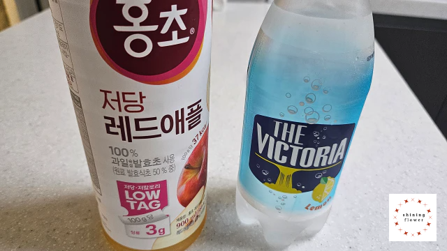 단호박치즈찜과 어울릴 음료-저당애플홍초탄산수
