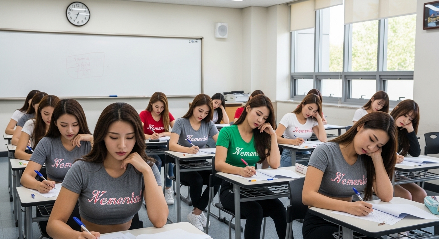 시험보는 여자들