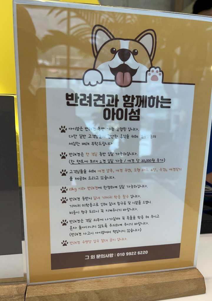 애견동반 가능 표시가 있는 숙소 모습