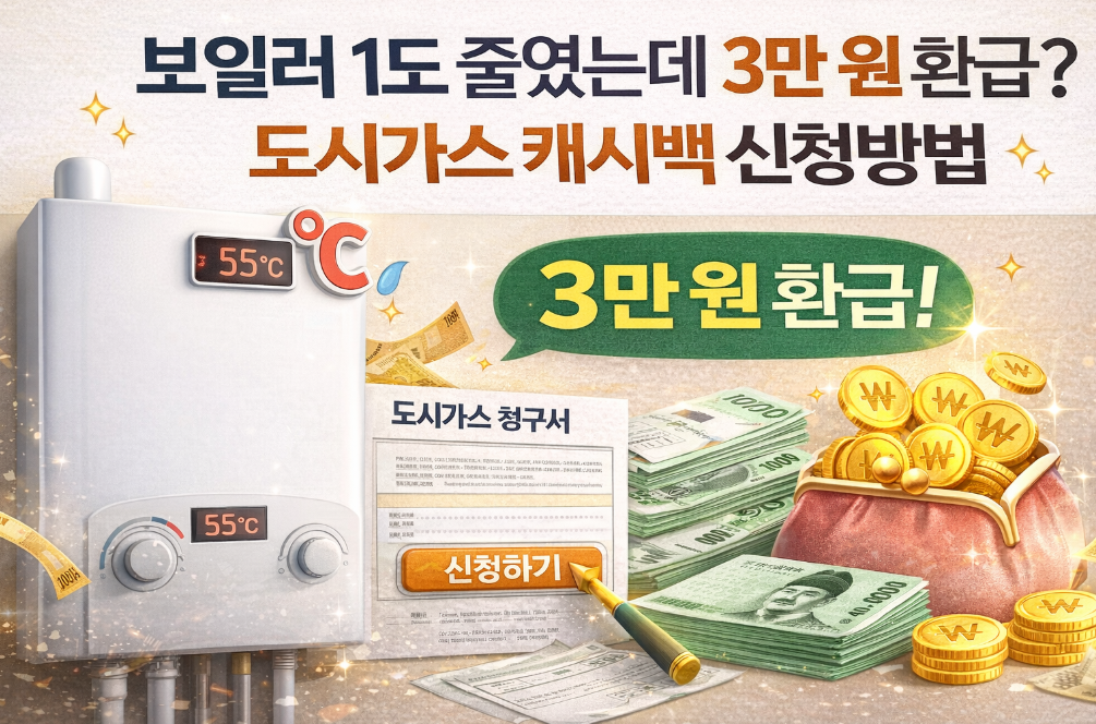 보일러 1도만 낮춰도 3만원? 도시가스 캐시백 100% 받는 법