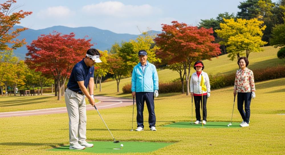 파크골프를 즐기는 중장년층 사진