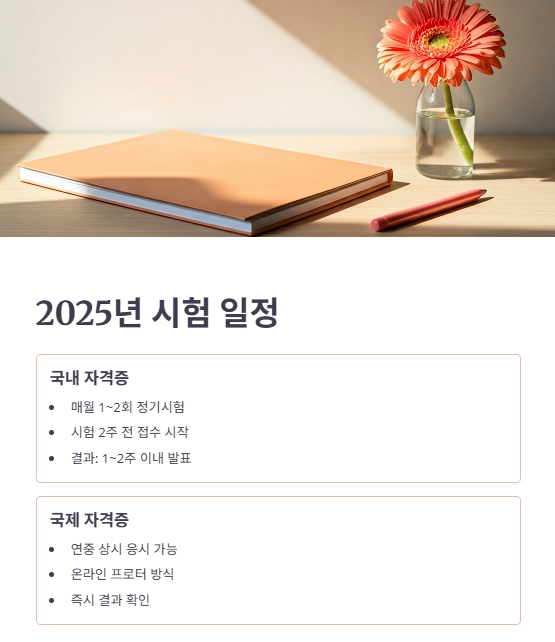 2025년 시험 일정 및 응시 절차