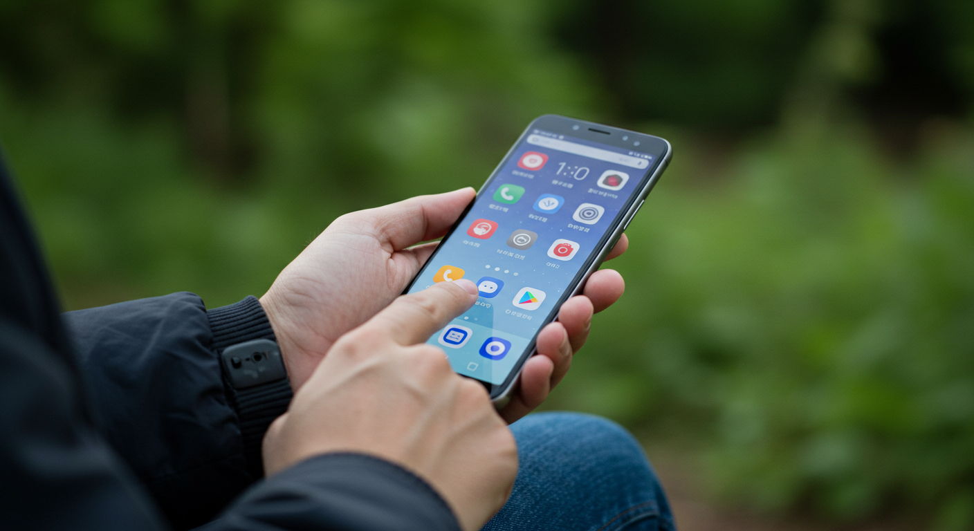 스마트폰 사용하는 모습