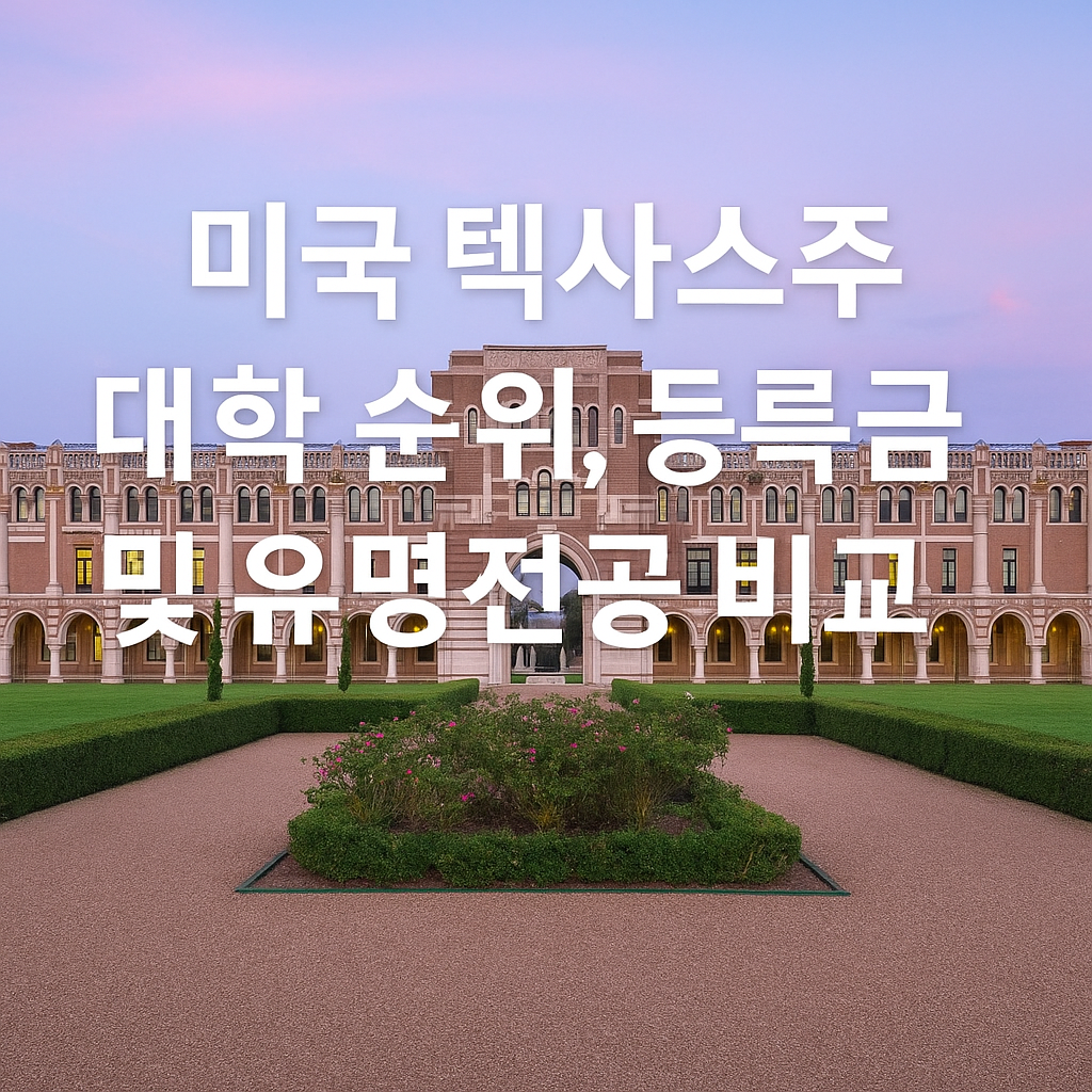 미국 텍사스주 대학 순위, 등록금 및 유명전공 비교
