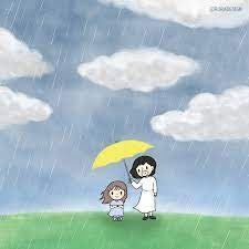 비오는 날 두 사람이 우산들고 있는 사진