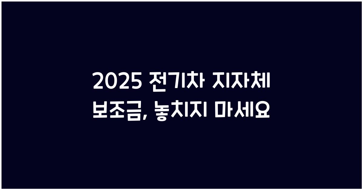 2025 전기차 지자체 보조금