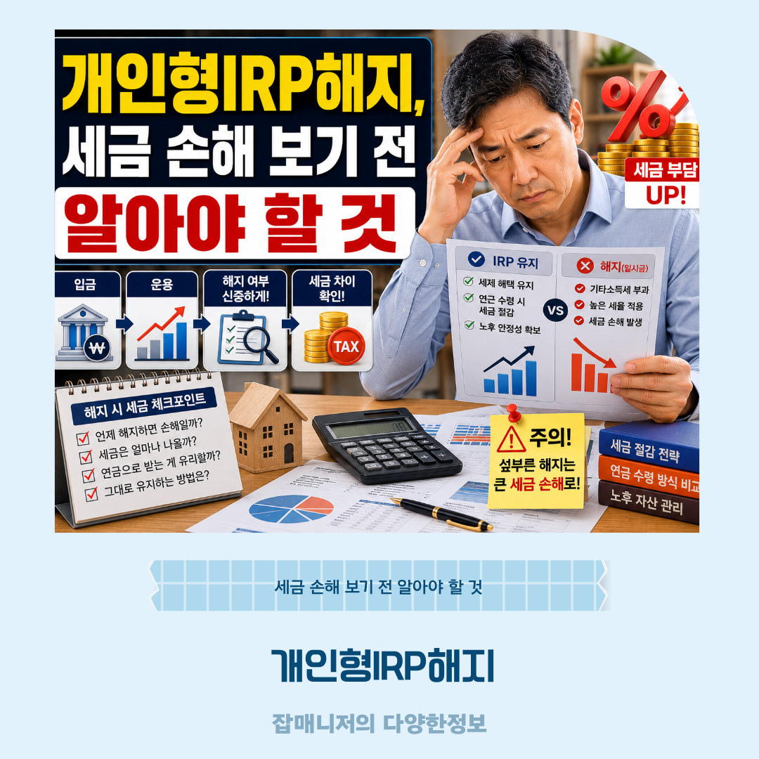 개인형IRP해지, 세금 손해 보기 전 알아야 할 것