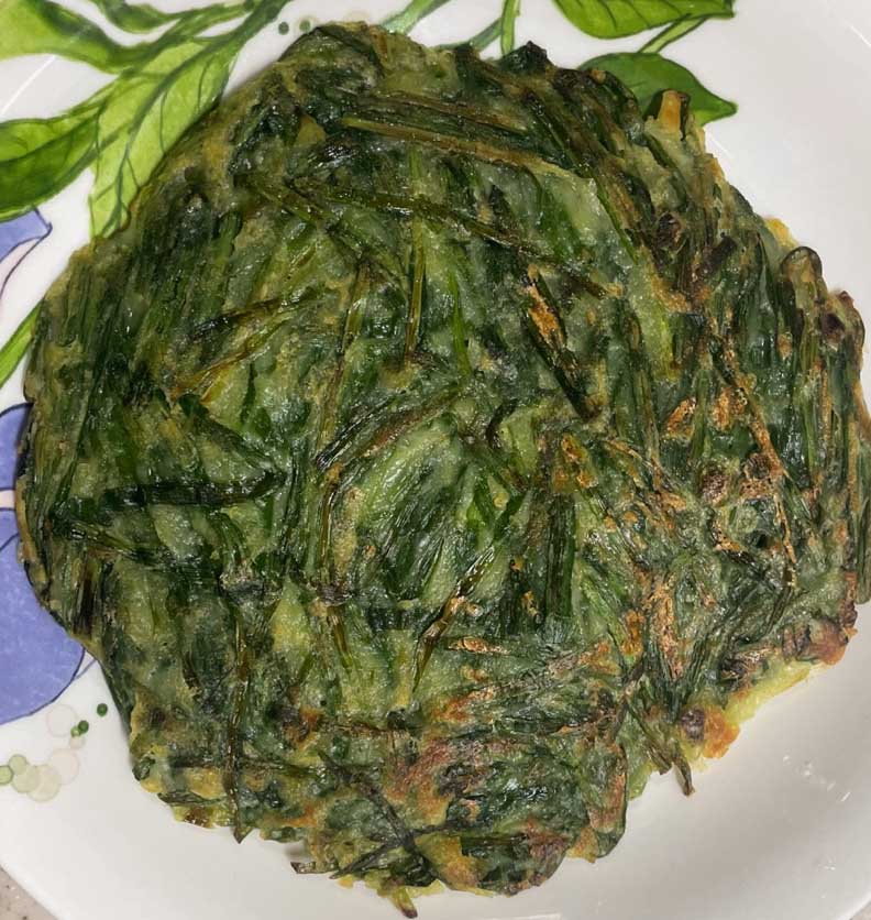 반죽에 따른 부추전