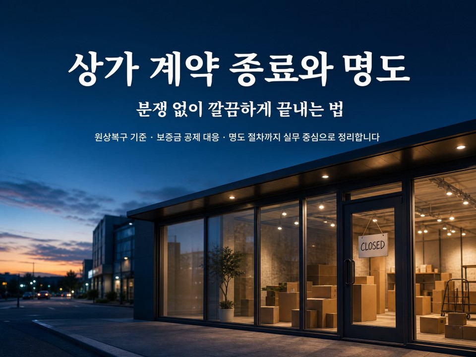 상가 계약 종료와 명도 분쟁없이 깔끔하게 끝내는 법