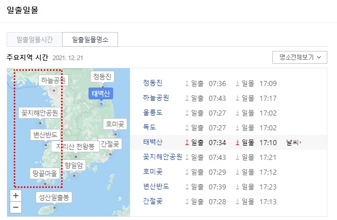 일출,일몰시간표