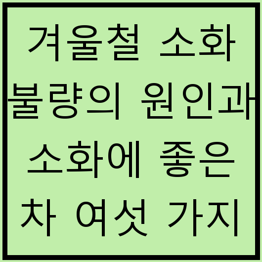 겨울철 소화 불량의 원인과 소화에 좋은 차 여섯 가지