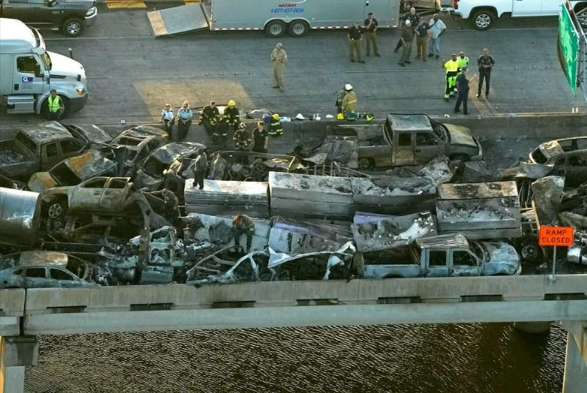 미 루이지애나 '슈퍼안개'로 158대 차량 연쇄 추돌 사고...최소 7명 사망 VIDEO: At least 7 dead in massive vehicle crashes in Louisiana caused by 'superfog'