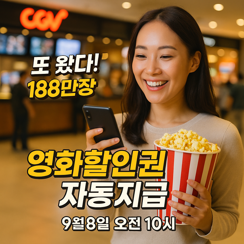 영화할인권 2차배포! 9월8일 자동지급법 (출처: 문화체육관광부)