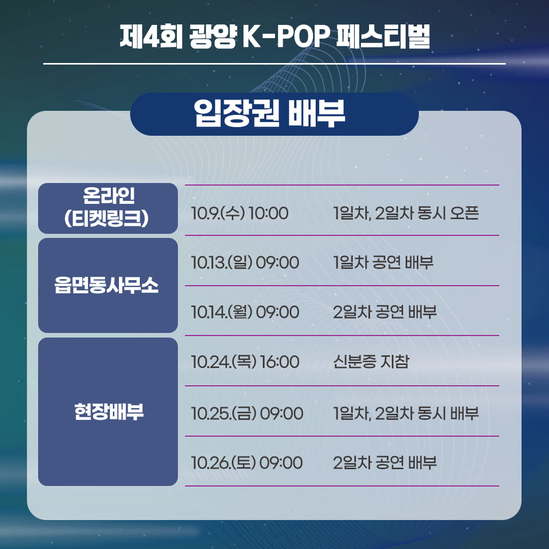 제4회 광양 K-POP FESTIVAL 예매방법