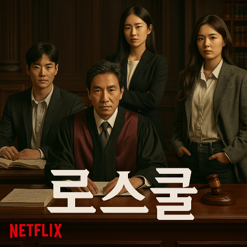 법정에서 법복을 입은 남성 한 명과 사복을 입고 있는 여성 둘과 또 다른 남성