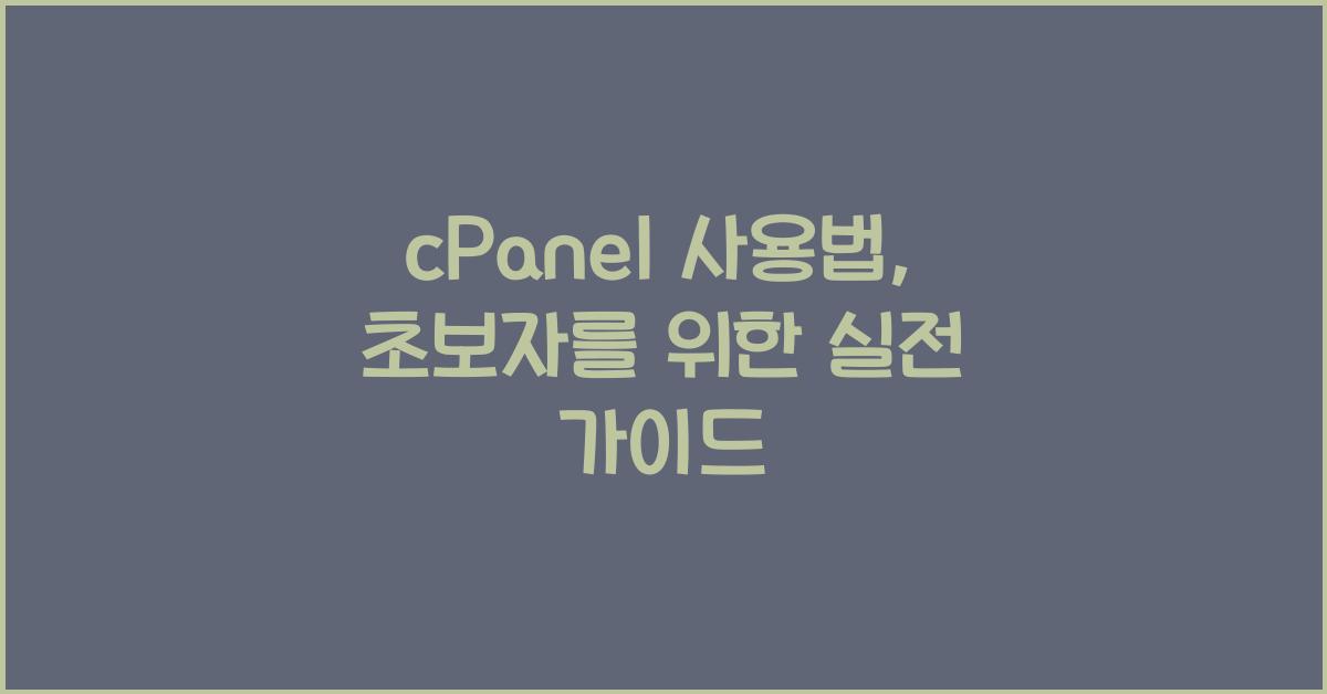 cPanel 사용법