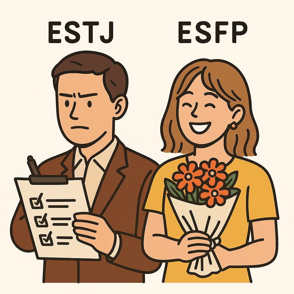 ESTJ 남자와 ESFP 여자의 극과 극 궁합: 진짜 잘 맞을까? 연애부터 이별까지 총정리