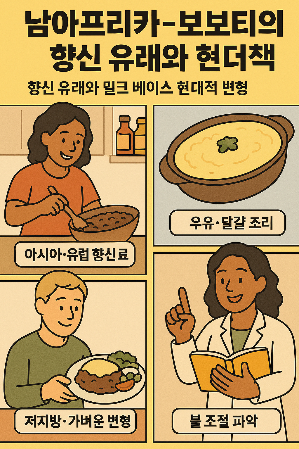 남아프리카 &ndash; 보보티의 향신 유래와 밀크 베이스 현대적 변형