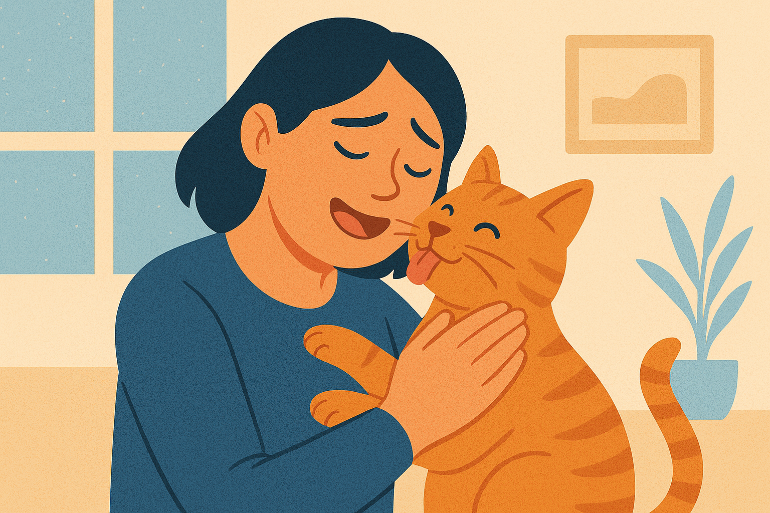 따뜻한 고양이와의 포옹