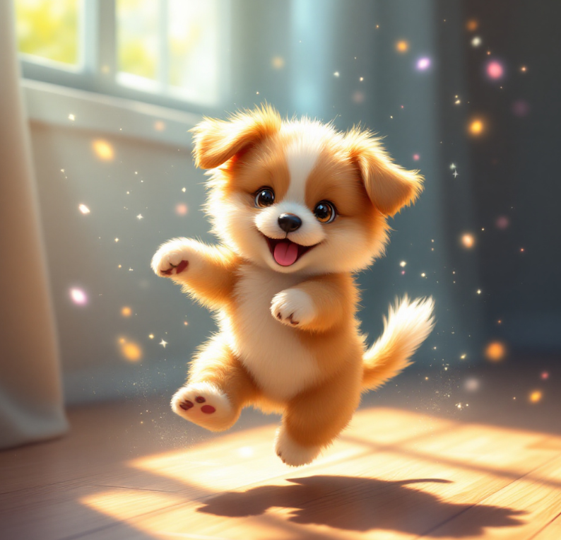 강아지가 가볍게 빙글빙글 돌며 춤출 때