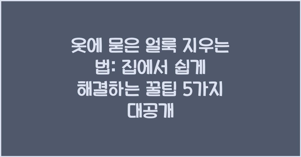 옷에 묻은 얼룩 지우는 법: 집에서 쉽게 해결하는 꿀팁 5가지