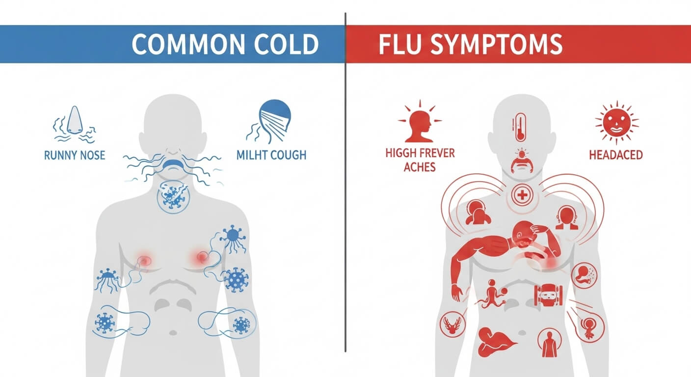 독감 주요 증상과 감기와의 차이