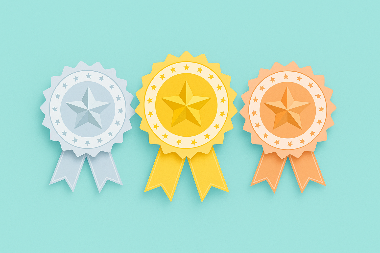 뉴베리상 영어 원서 추천을 상징하는 파스텔톤 리본 일러스트 – 청소년 문학 입문자를 위한 수상작 가이드