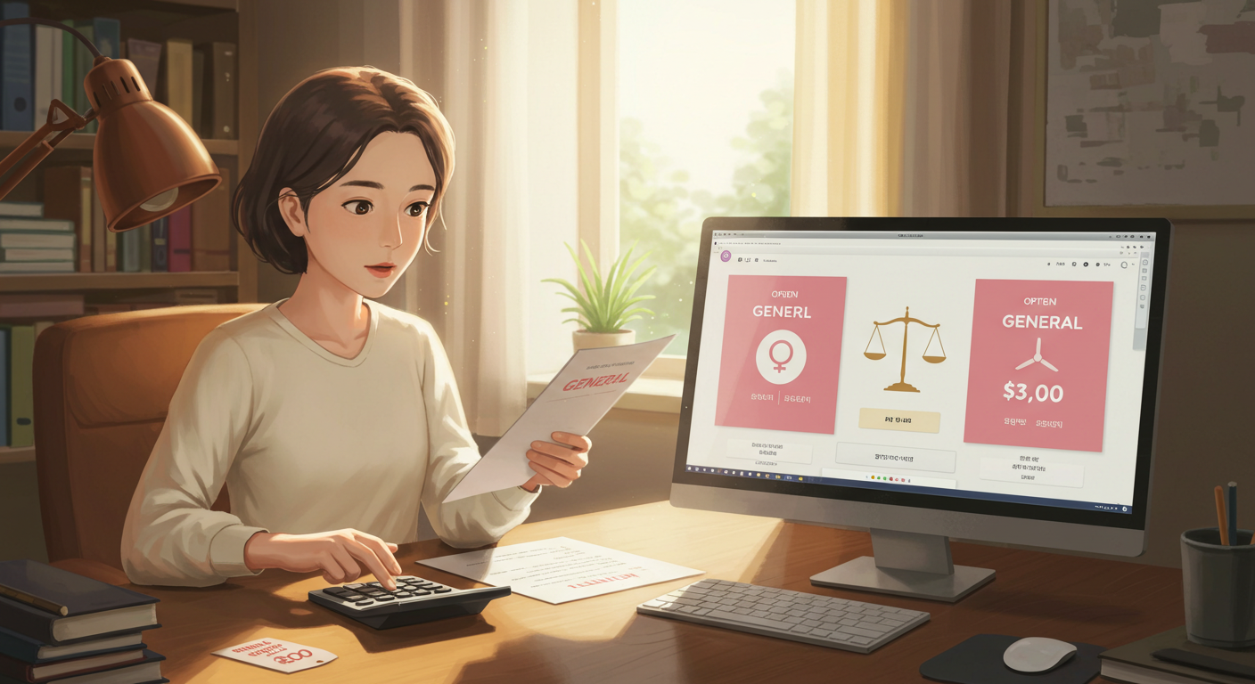 여성 전용과 일반형 중 본인에게 맞는 암보험을 선택하는 장면