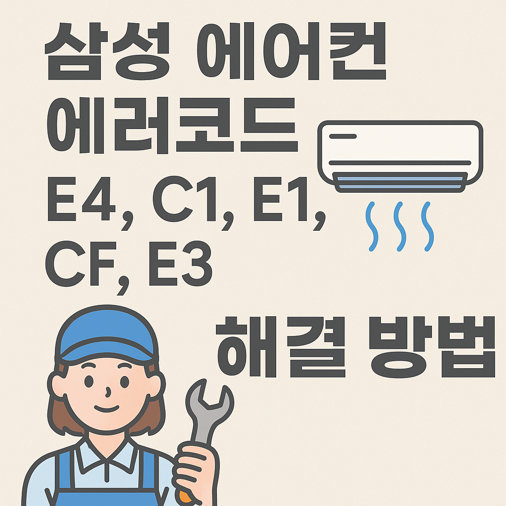 삼성 에어컨 에러코드 E4, C1, E1, CF, E3 해결 방법 총정리